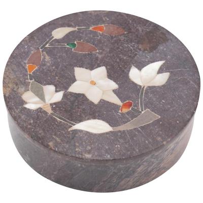 Soapstone Trinket Box w/Mother Of Pearl Inlay