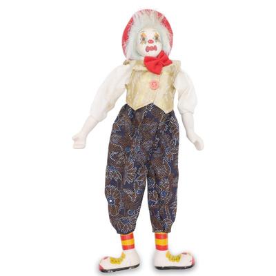 Vintage Ganz Shelf Sitter Clown With Porcelain Head & Limbs