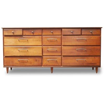 Ace-Hi Prelude Line Mid Century Solid Walnut Dresser & Pair of Nightstands