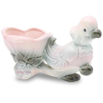 Vintage Hull Usa Parrot & Cart Ceramic Planter 1960s