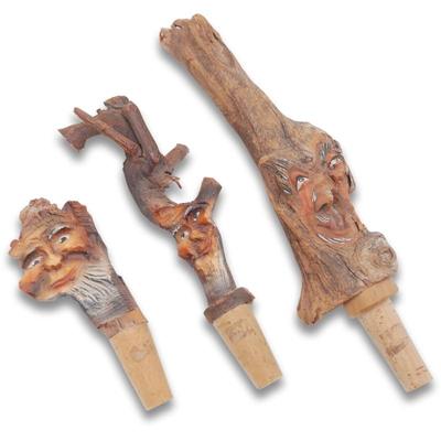 Lot Of 3 Wooden Bottle Stoppers