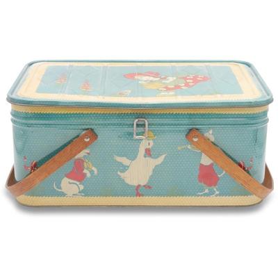 Vintage Mother Goose Tin Picnic Basket