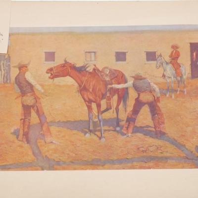 His First Lessons" by Frederic Remington Antique Artist's Proof Art Print