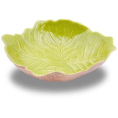 Vintage Green Cabbage Leaf Serving Bowl
