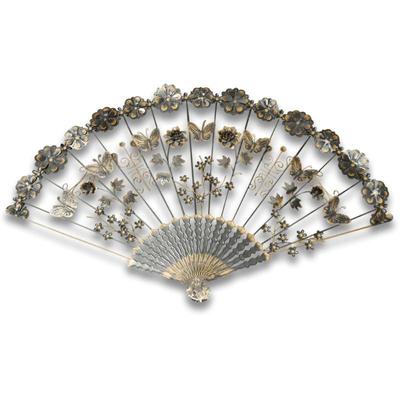 Large Mid Century Ornate Decorative Fan