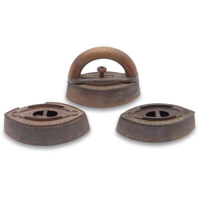 Antique Lot Of 3 H. Howell Co Complete Sad Flat Irons