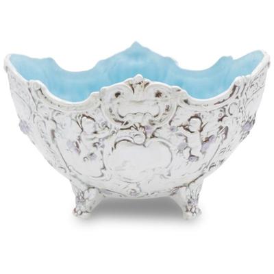 Vintage Milk Glass Cherub Motif Fruit Bowl