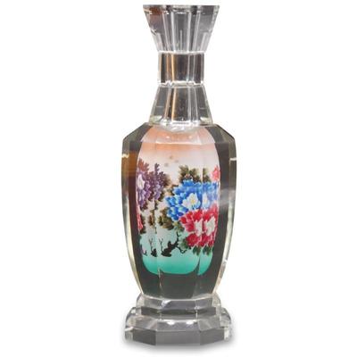 Chinese Crystal Reverse Hand-Painted Vase with Case