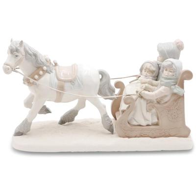 Nadal Extra Large Horse Drawn Sleigh Porcelain Sculpture