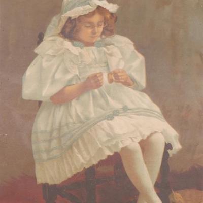 Antique Art Print "Playing Grandma" 1900s
