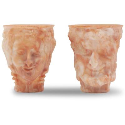 "Good and Evil" Pair of Ceramic Face Cups