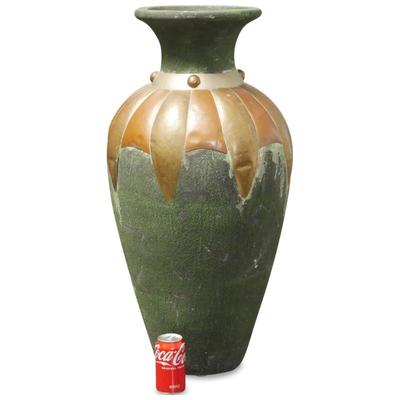 Extra Large Brass & Copper Clad Stoneware Floor Vase