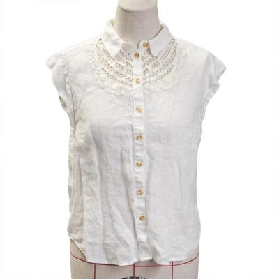 Maeve By Anthropologie Boho Linen Button Down Women Blouse Size XS