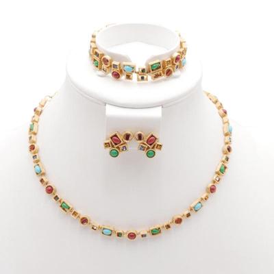 Vintage Byzantine Style Gold Plated Necklace Set