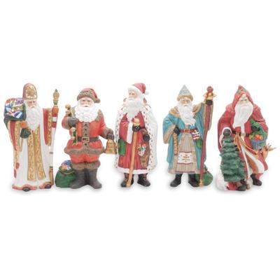 Lot Of 5 Traditions Porcelain Santa Claus Figurines