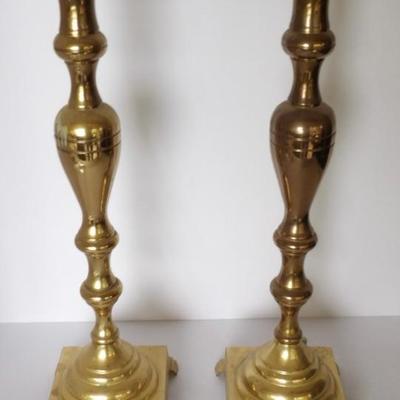 Heavy Brass Baluster Candlesticks 