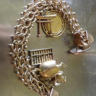 Outrageous Vintage Heavy 14K Gold Lady's Charm Bracelet.  
