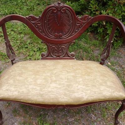 Mahogany Art Nouveau Salon Settee. 