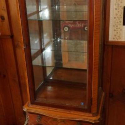 French Victorian Mahogany and Satinwood Mirrored Vitrine. 