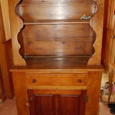 Early 19th Century Pine Canted Stepback Cupboard   