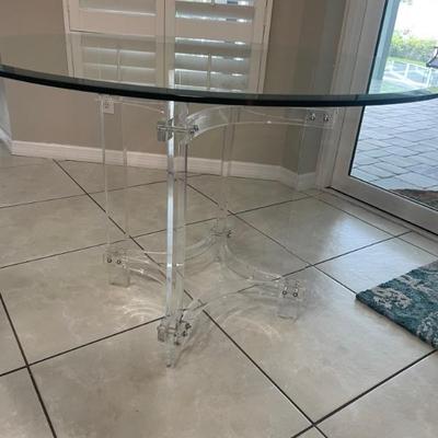 glass-top lucite table