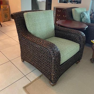 Pr of Ethan Allen rattan chairs