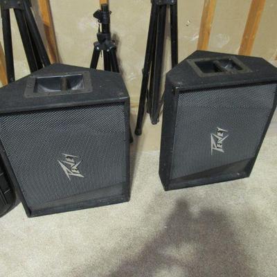 2 - Peavey monitors with tripod stands