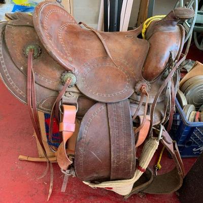 Western saddle and horse-related items