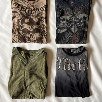 Collection of vintage Affliction tees in various sizes!