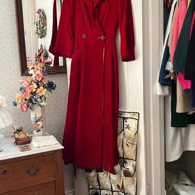 Vintage red velvet ladies coat