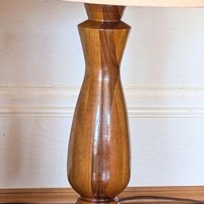 Turned wooden lamp