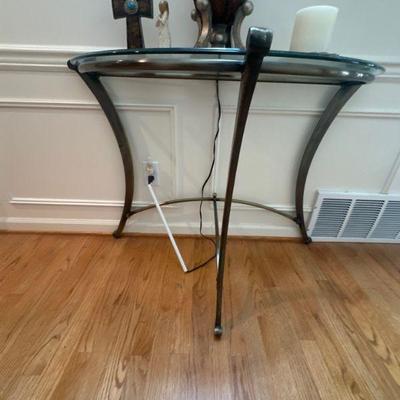 Small glass entry table (front view)