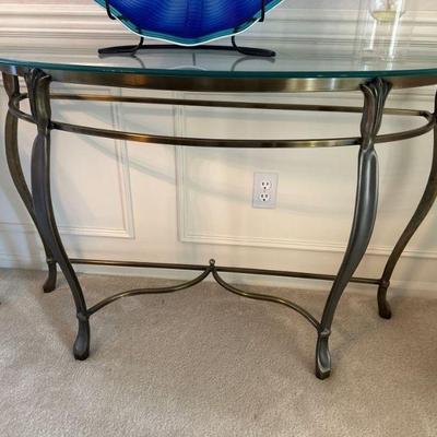 Large glass entry table (front view)