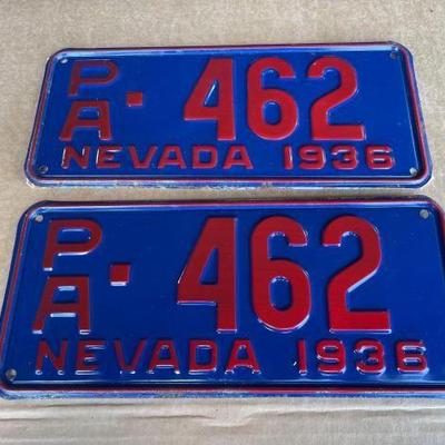 #6536 • Pair of 1936 Nevada License Plate
