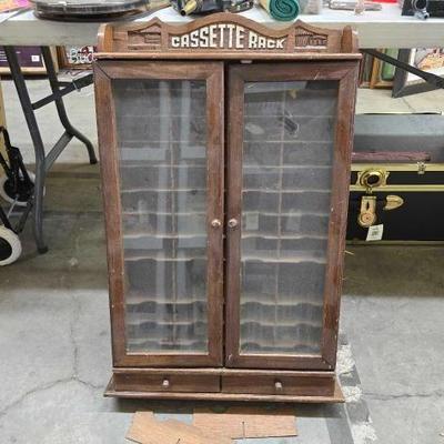 #1608 • Vintage Wooden Cassette Rack
