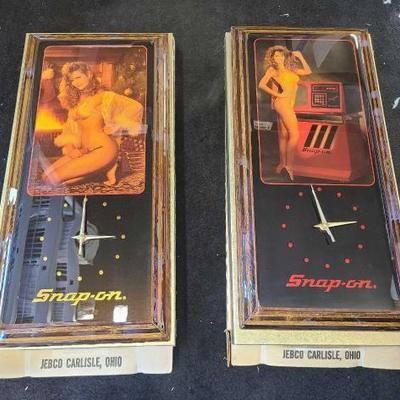 #10054 • (2) Vintage Snap-on Wall Clocks
