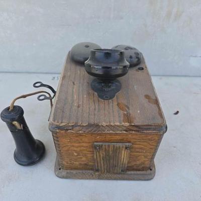 #13010 • Vintage Wooden Telephone
