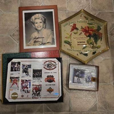 #60848 • NHL Memorabilia, Autographed Debbie Reynolds Photo, and Decorative Plate

