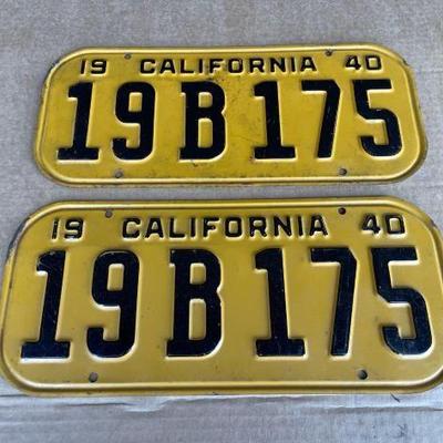 #6534 • Pair of 1940 California License Plate
