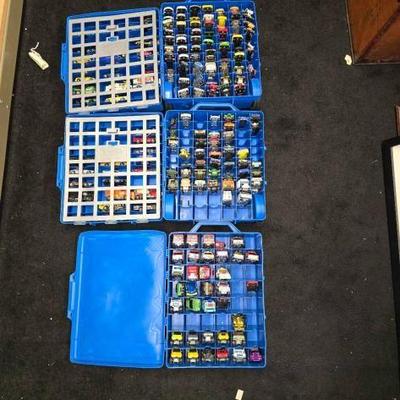 #10736 • (3) Hot Wheels Car Carry Cases with Vintage Cars
