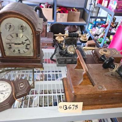 #13678 • 2 Vintage Clocks & 3 Vintage Telephone
