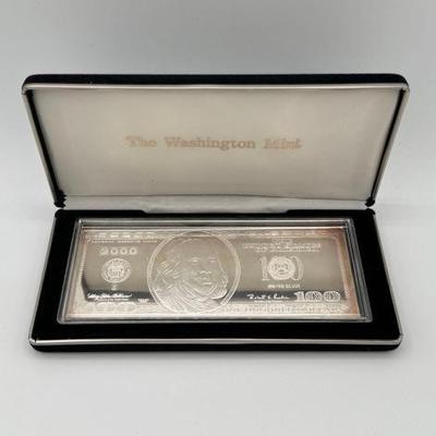 #3104 • 2000 $100 .999 Pure Silver Bar, 4ozt
