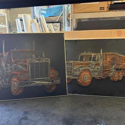 #10622 • (2) Simi Truck Wire Art
