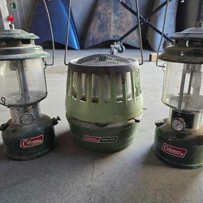 #22012 • 3 Kerosene Coleman Lanterns/Heaters

