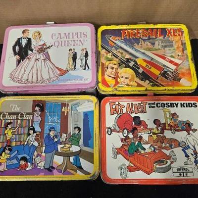 #10420 • 4 Vintage Metal Lunch Boxes
