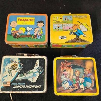 #10416 • 4 Vintage Metal Lunch Boxes
