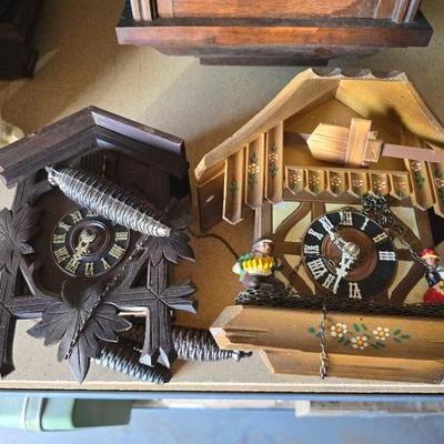#13052 • (2) Wooden Coo Coo Clocks
