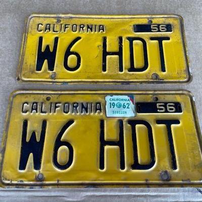 #6522 • Pair of 1956 California License Plates

