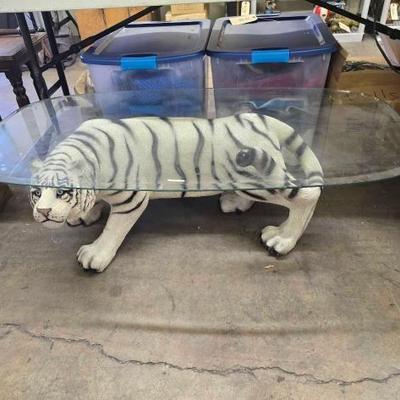 #1648 • Glass Coffee Table with Tiger Base abd Tiger Base without Glass
