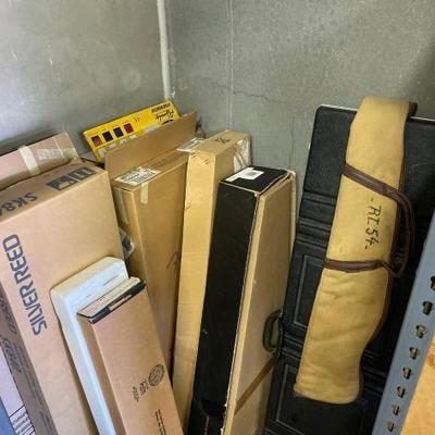 #10196 • 7 Guitar Boxes 2 Gun Boxes and 2 Gun Cases
